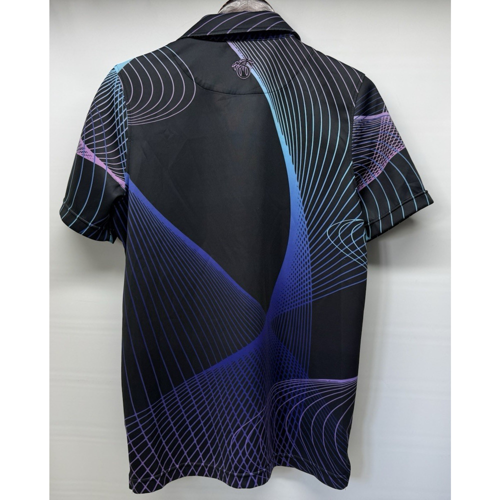 USA Palm Gravity Performance Polo Golf Shirt Men’s Medium Stretch Black Purple